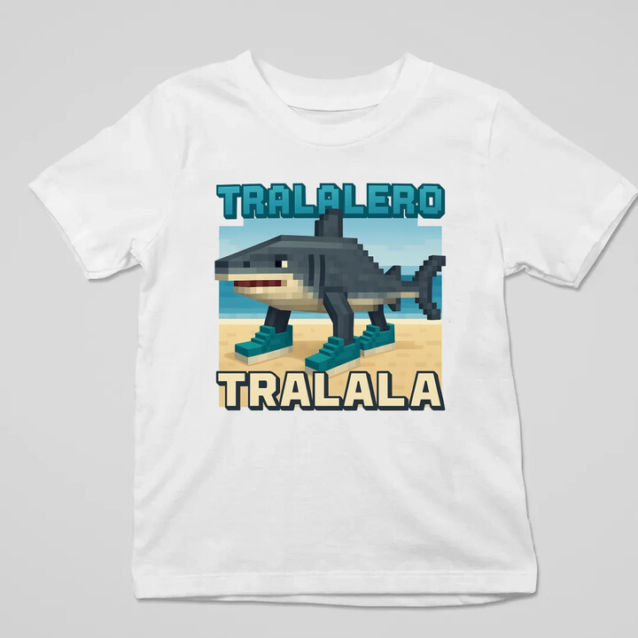 Tralalero Tralala - Italian Brainrot pro fanoušky Minecraftu - dětské tričko s potiskem