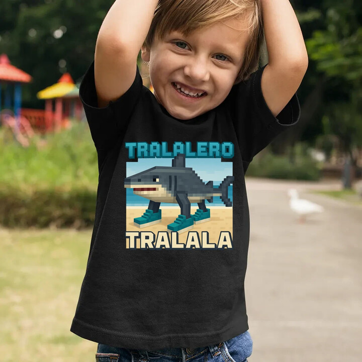 Tralalero Tralala - Italian Brainrot pro fanoušky Minecraftu - dětské tričko s potiskem