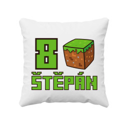 Narozeninové polštář se jménem pro fanoušky Minecraftu - polštář s potiskem