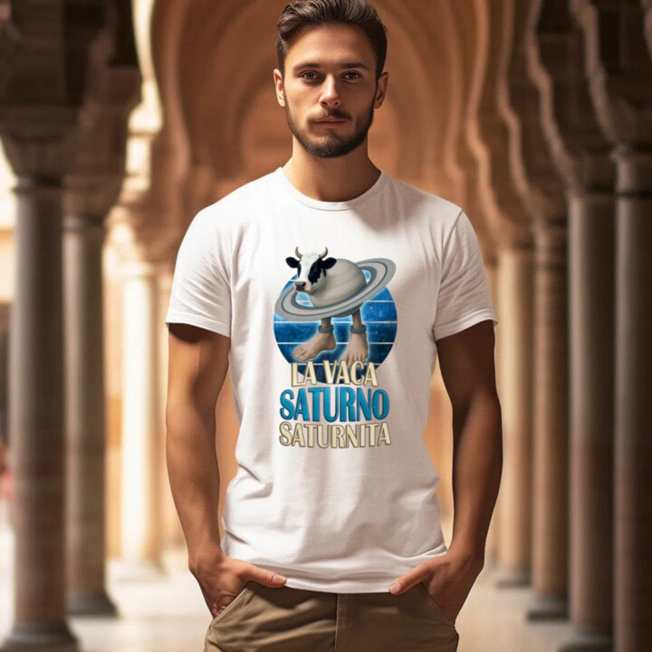 La Vaca Saturno Saturnita - Italian brainrot - kráva Saturn - pánské tričko s potiskem