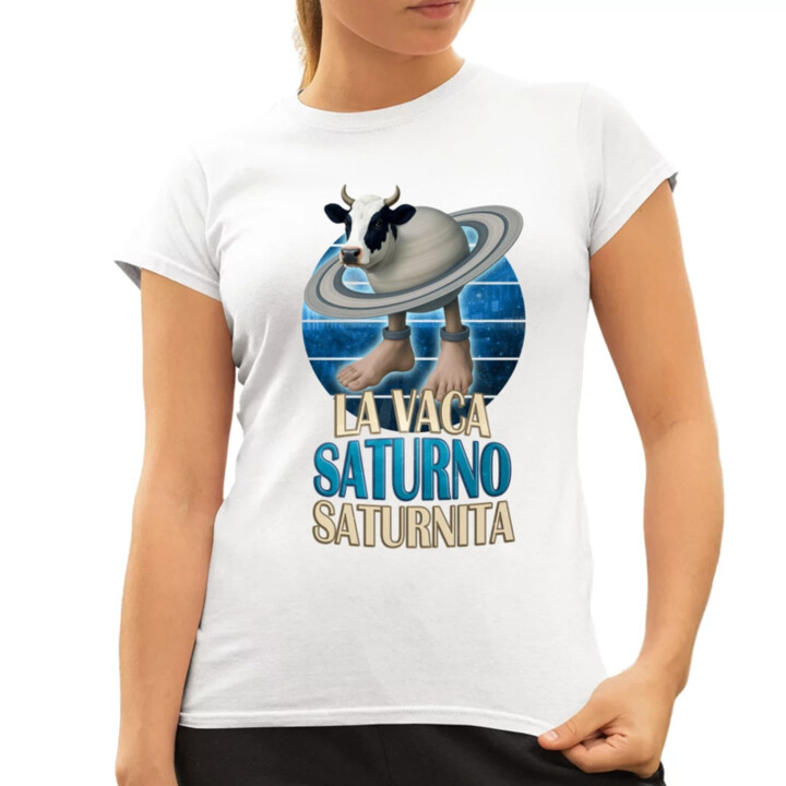 La Vaca Saturno Saturnita - Italian brainrot - kráva Saturn  - dámské tričko s potiskem