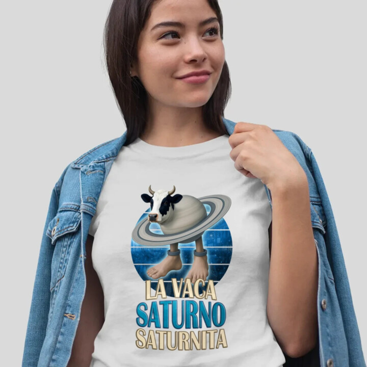 La Vaca Saturno Saturnita - Italian brainrot - kráva Saturn  - dámské tričko s potiskem