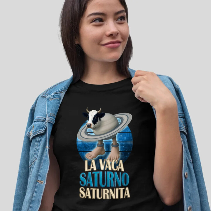 La Vaca Saturno Saturnita - Italian brainrot - kráva Saturn  - dámské tričko s potiskem