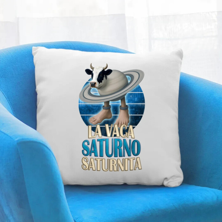 La Vaca Saturno Saturnita - Italian brainrot - kráva Saturn - polštář s potiskem