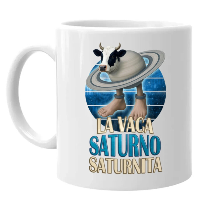 La Vaca Saturno Saturnita - Italian brainrot - kráva Saturn - hrnek s potiskem
