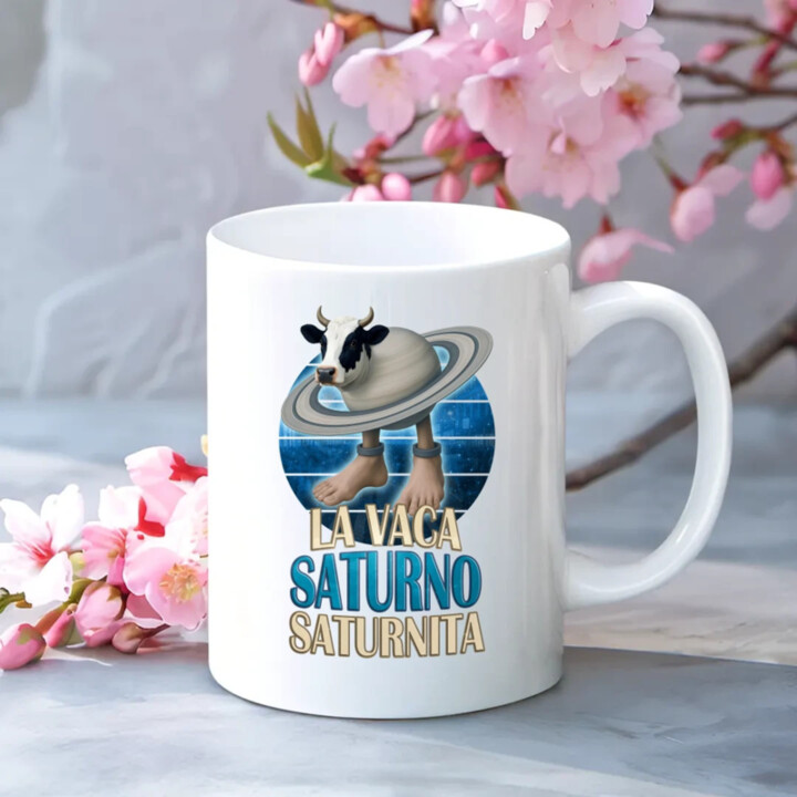 La Vaca Saturno Saturnita - Italian brainrot - kráva Saturn - hrnek s potiskem