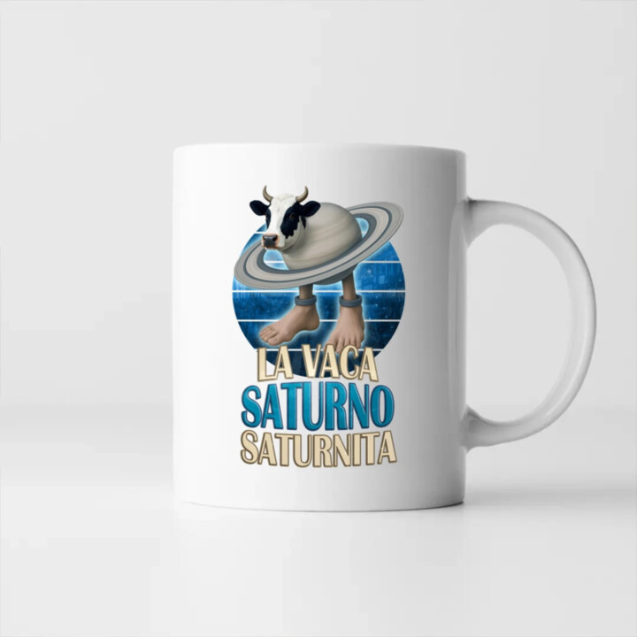 La Vaca Saturno Saturnita - Italian brainrot - kráva Saturn - hrnek s potiskem