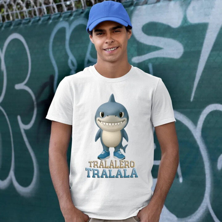 Tralalero Tralala Baby Bubu - Italian Brainrot - žralok v botách - pánské tričko s potiskem