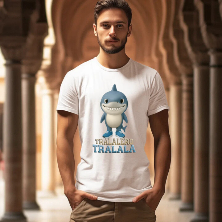 Tralalero Tralala Baby Bubu - Italian Brainrot - žralok v botách - pánské tričko s potiskem