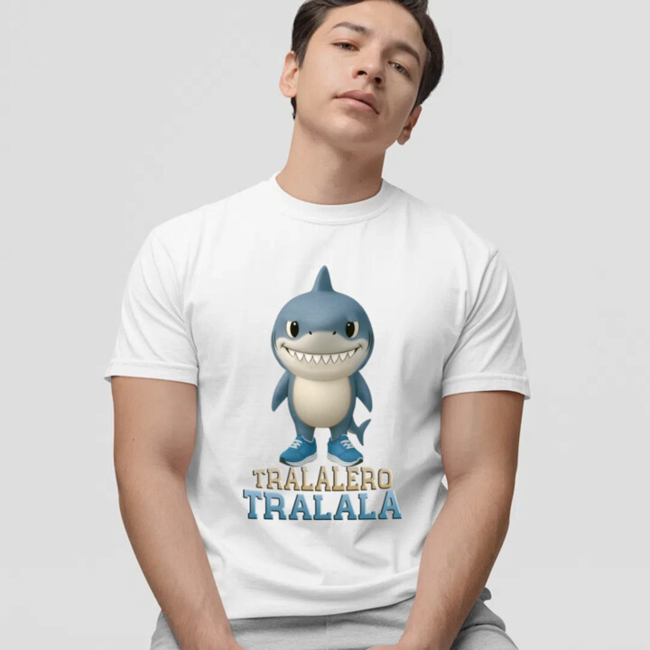 Tralalero Tralala Baby Bubu - Italian Brainrot - žralok v botách - pánské tričko s potiskem