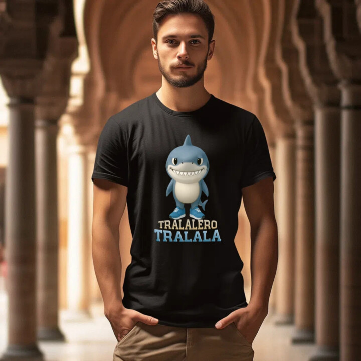 Tralalero Tralala Baby Bubu - Italian Brainrot - žralok v botách - pánské tričko s potiskem