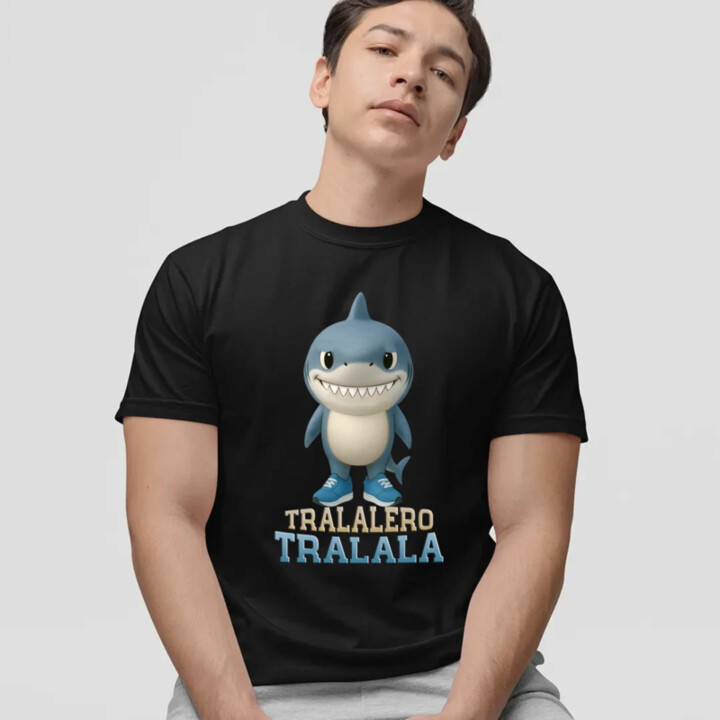 Tralalero Tralala Baby Bubu - Italian Brainrot - žralok v botách - pánské tričko s potiskem