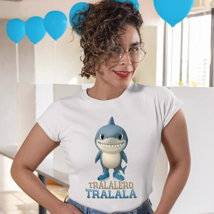 Tralalero Tralala Baby Bubu - Italian Brainrot - žralok v botách  - dámské tričko s potiskem
