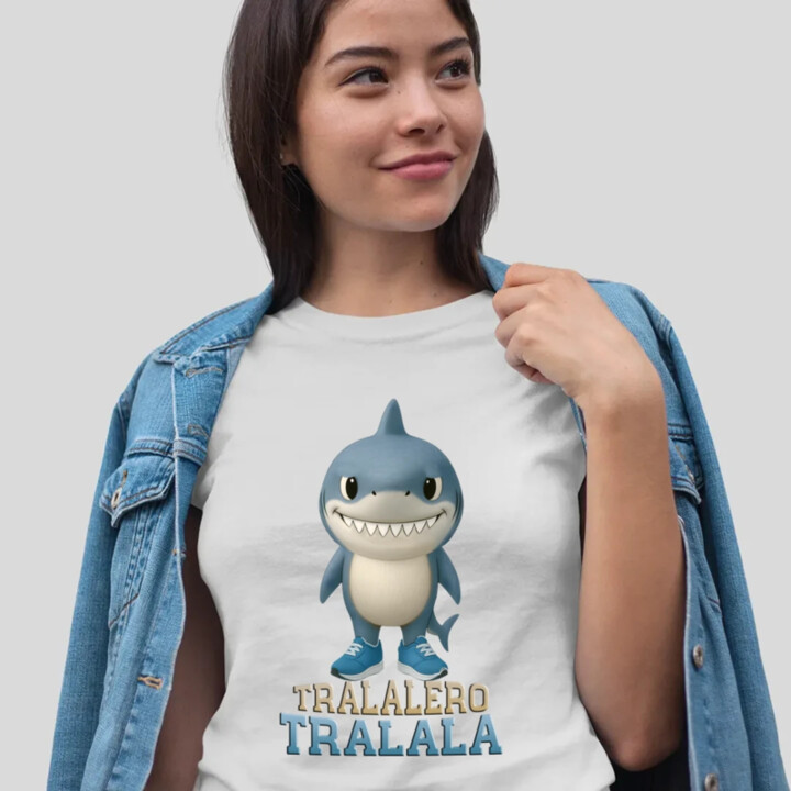 Tralalero Tralala Baby Bubu - Italian Brainrot - žralok v botách  - dámské tričko s potiskem