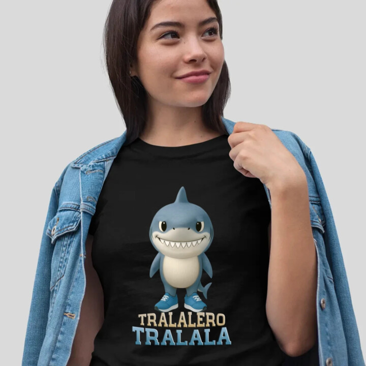 Tralalero Tralala Baby Bubu - Italian Brainrot - žralok v botách  - dámské tričko s potiskem