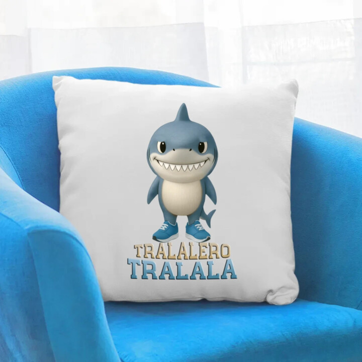 Tralalero Tralala Baby Bubu - Italian Brainrot - žralok v botách - polštář s potiskem