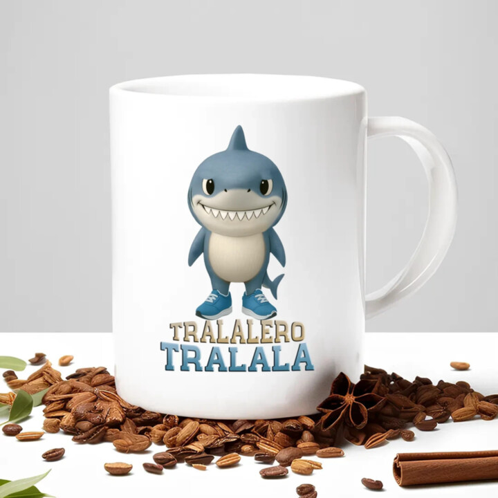 Tralalero Tralala Baby Bubu - Italian Brainrot - žralok v botách - hrnek s potiskem
