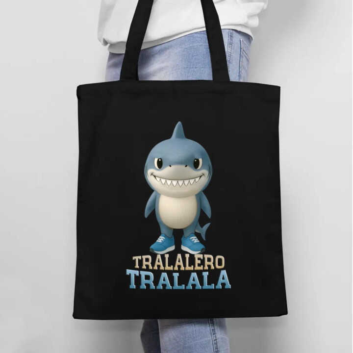 Tralalero Tralala Baby Bubu - Italian Brainrot - žralok v botách - taška s potiskem