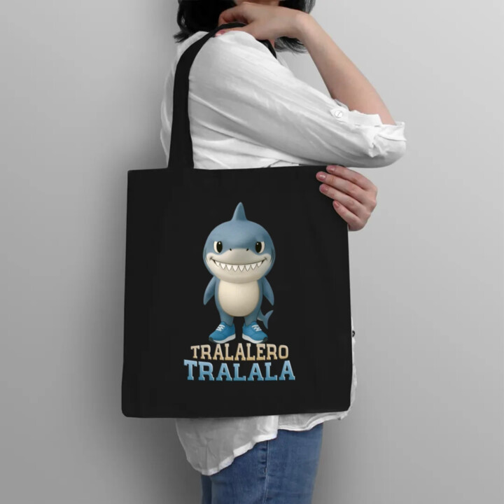 Tralalero Tralala Baby Bubu - Italian Brainrot - žralok v botách - taška s potiskem