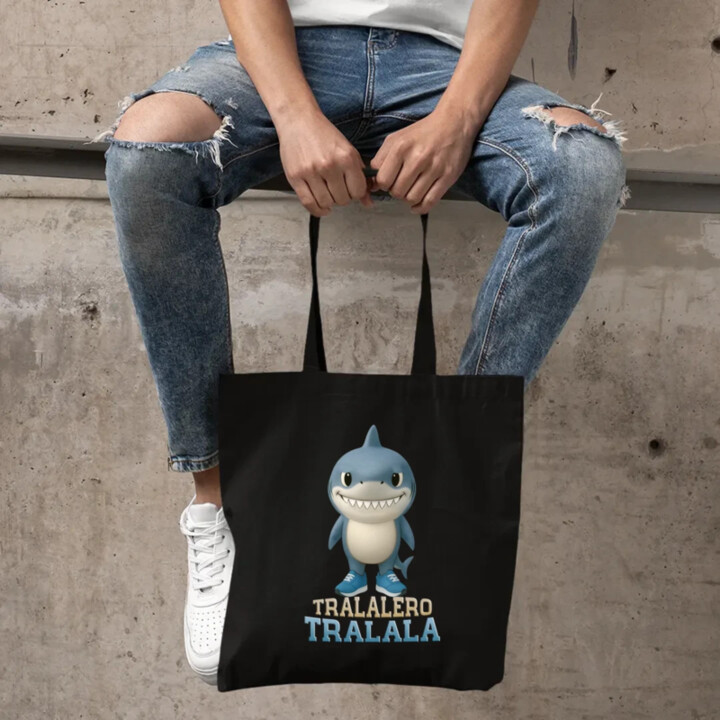 Tralalero Tralala Baby Bubu - Italian Brainrot - žralok v botách - taška s potiskem