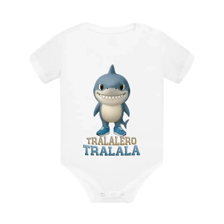 Tralalero Tralala Baby Bubu - Italian Brainrot - žralok v botách - dětské body s potiskem