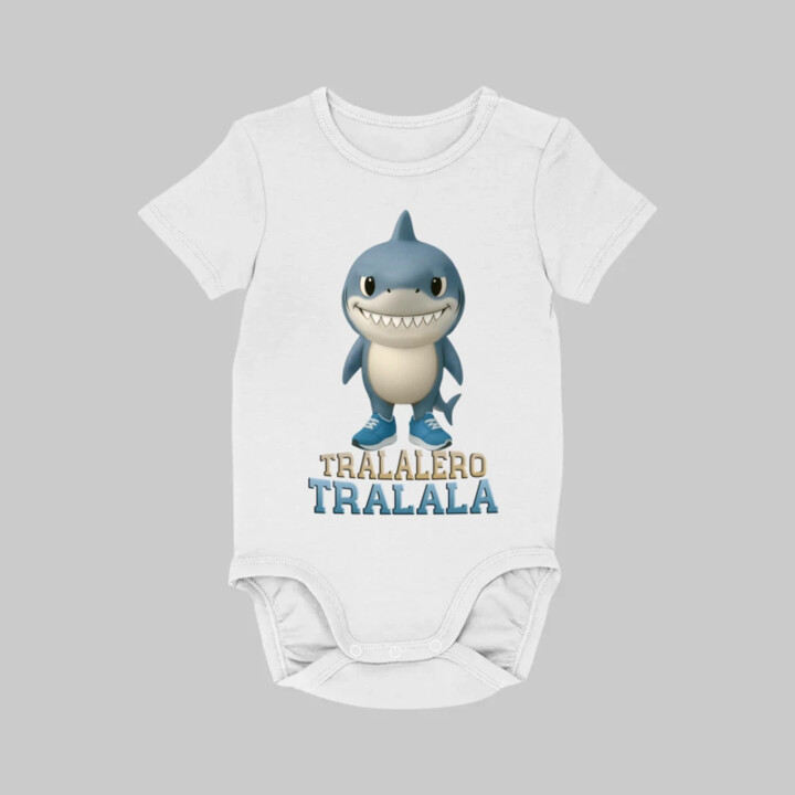 Tralalero Tralala Baby Bubu - Italian Brainrot - žralok v botách - dětské body s potiskem