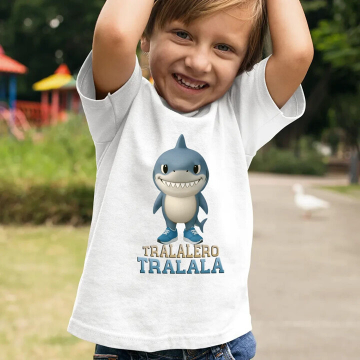 Tralalero Tralala Baby Bubu - Italian Brainrot - žralok v botách - dětské tričko s potiskem