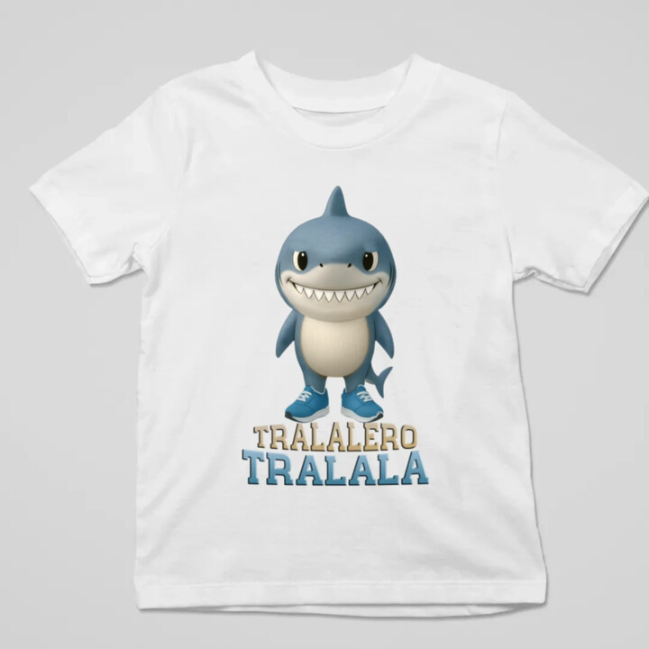 Tralalero Tralala Baby Bubu - Italian Brainrot - žralok v botách - dětské tričko s potiskem