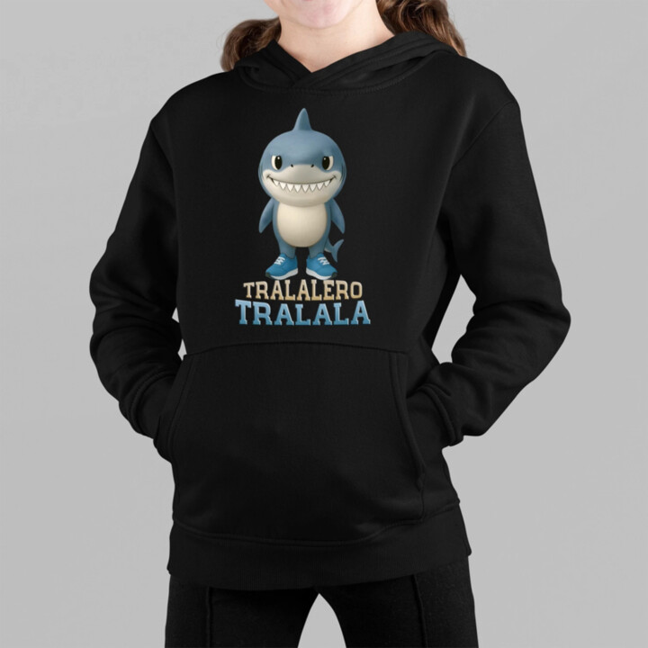 Tralalero Tralala Baby Bubu - Italian Brainrot - žralok v botách - dětská mikina s kapucí