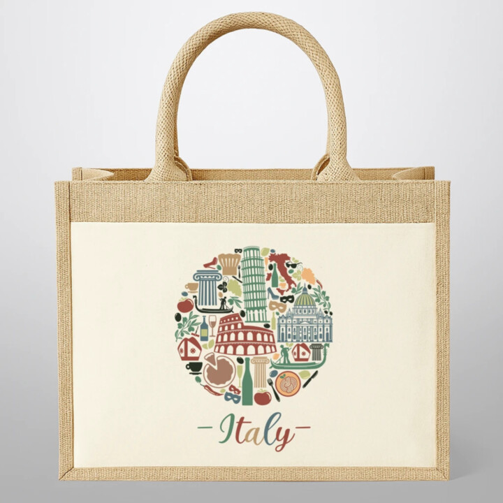 Italy - Itálie - Jutová taška s potiskem