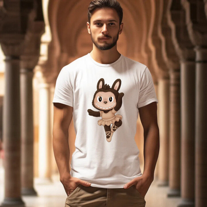 Plyšový Maskot Bubu Ballerina - pánské tričko s potiskem pro fanoušky Labubu
