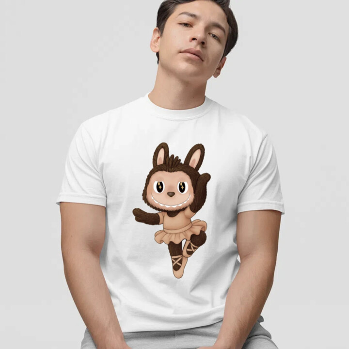 Plyšový Maskot Bubu Ballerina - pánské tričko s potiskem pro fanoušky Labubu