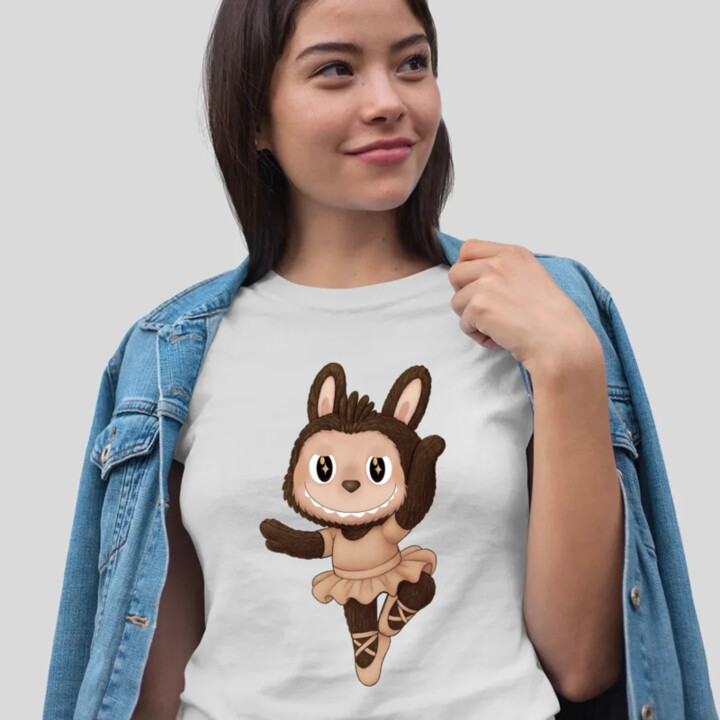 Plyšový Maskot Bubu Ballerina  - dámské tričko s potiskem pro fanoušky Labubu