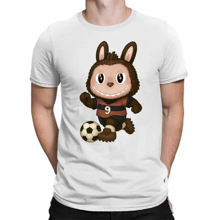 Plyšový Maskot Bubu Fotbalista - pánské tričko s potiskem pro fanoušky Labubu