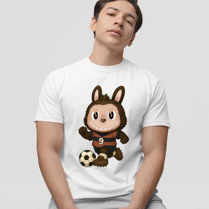 Plyšový Maskot Bubu Fotbalista - pánské tričko s potiskem pro fanoušky Labubu