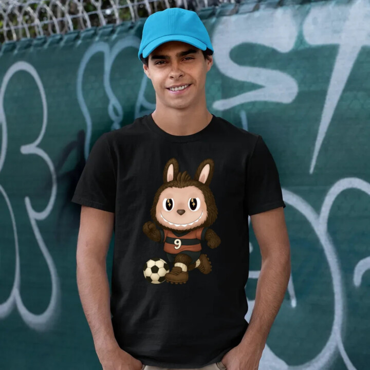 Plyšový Maskot Bubu Fotbalista - pánské tričko s potiskem pro fanoušky Labubu