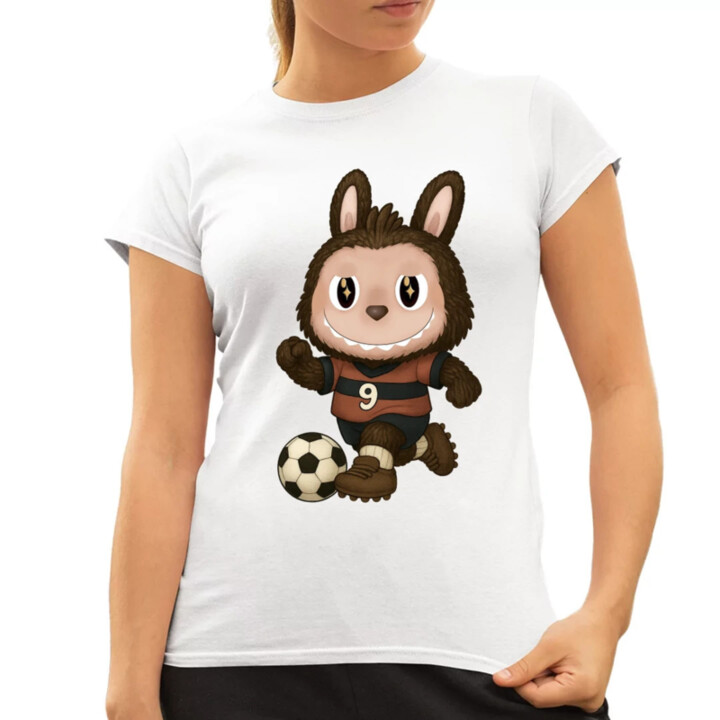 Plyšový Maskot Bubu Fotbalista  - dámské tričko s potiskem pro fanoušky Labubu