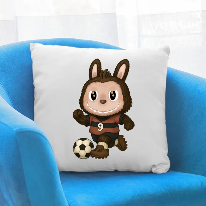 Plyšový Maskot Bubu Fotbalista - polštář s potiskem pro fanoušky Labubu