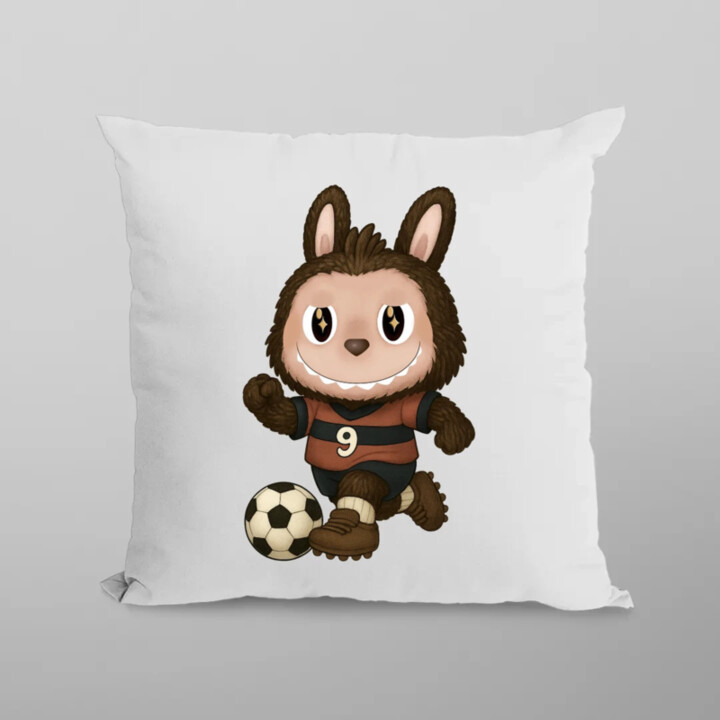 Plyšový Maskot Bubu Fotbalista - polštář s potiskem pro fanoušky Labubu