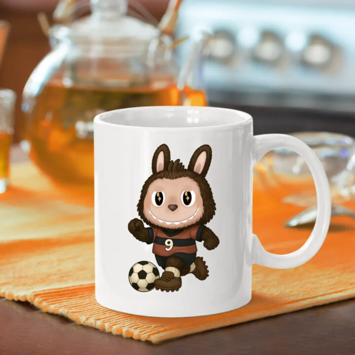 Plyšový Maskot Bubu Fotbalista - hrnek s potiskem pro fanoušky Labubu