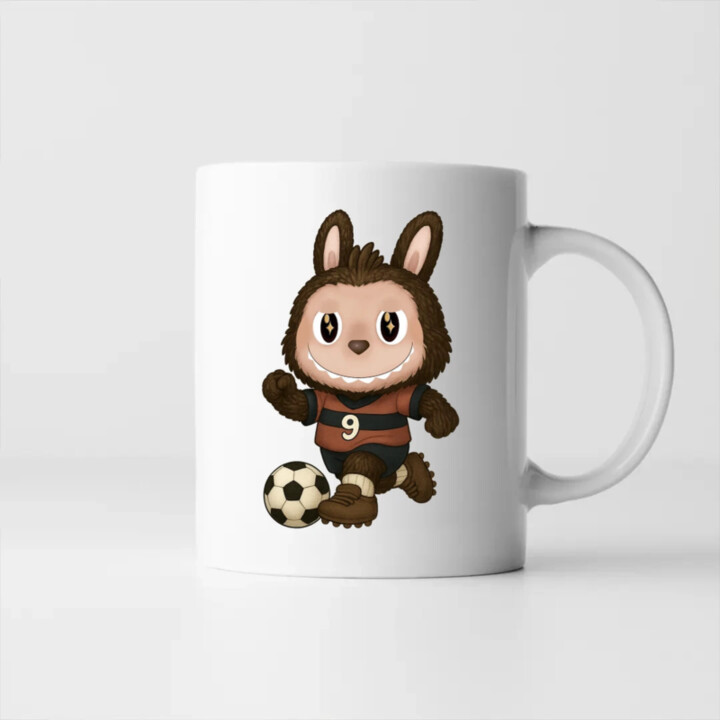 Plyšový Maskot Bubu Fotbalista - hrnek s potiskem pro fanoušky Labubu