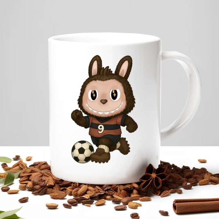 Plyšový Maskot Bubu Fotbalista - hrnek s potiskem pro fanoušky Labubu