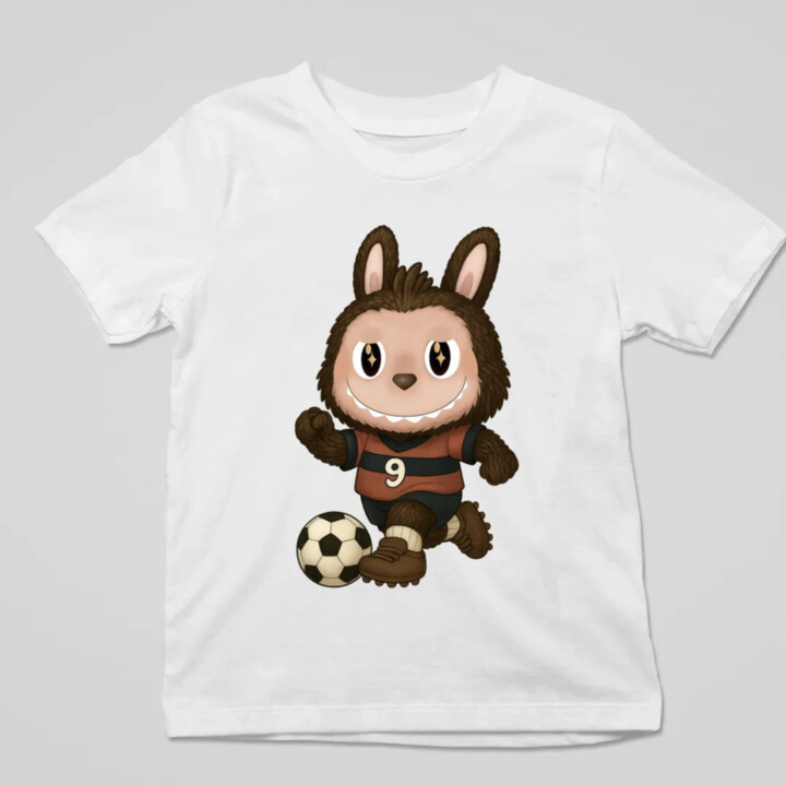 Plyšový Maskot Bubu Fotbalista - dětské tričko s potiskem pro fanoušky Labubu
