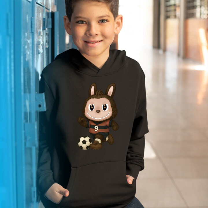Plyšový Maskot Bubu Fotbalista - dětská mikina s kapucí pro fanoušky Labubu