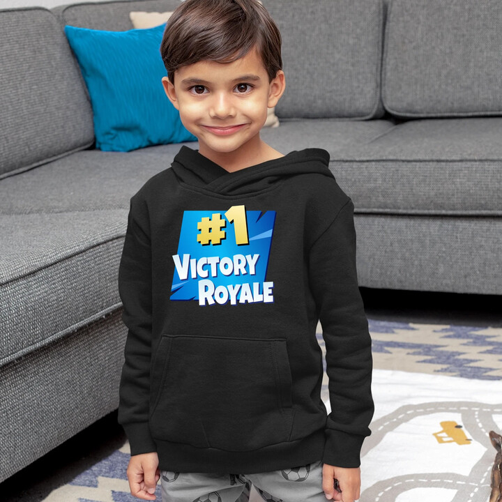 Number 1 Victory Royale - dětská mikina s kapucí pro fanoušky hry Fortnite