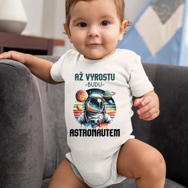 Až vyrostu, budu astronautem - dětské body s potiskem
