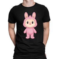 Plyšový Maskot Bubu Růžový - pánské tričko s potiskem pro fanoušky Labubu
