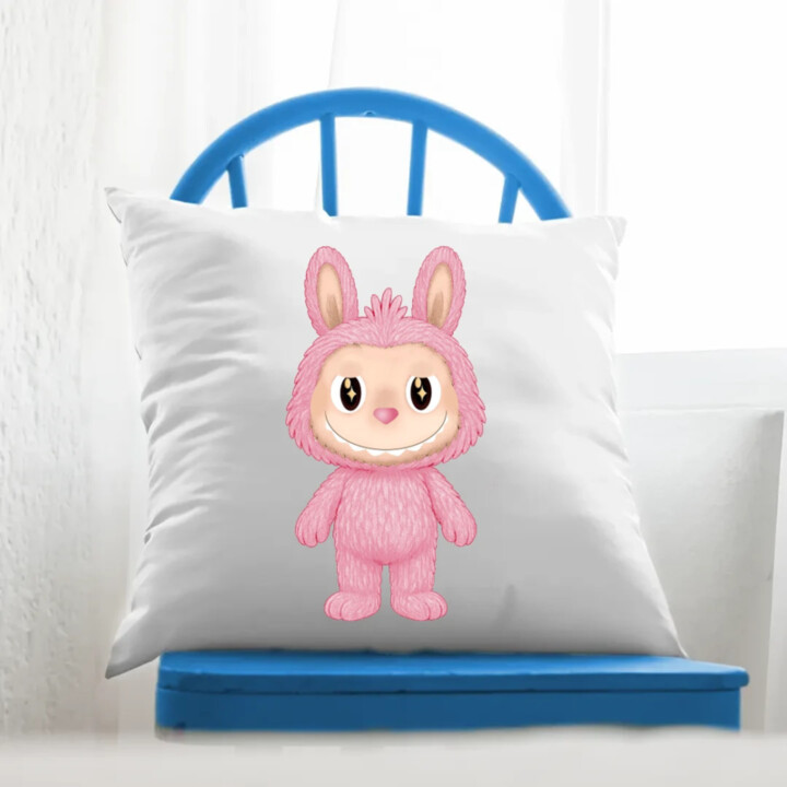 Plyšový Maskot Bubu Růžový - polštář s potiskem pro fanoušky Labubu