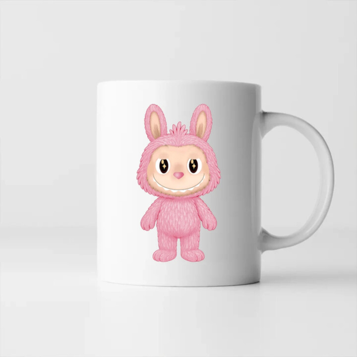 Plyšový Maskot Bubu Růžový - hrnek s potiskem pro fanoušky Labubu