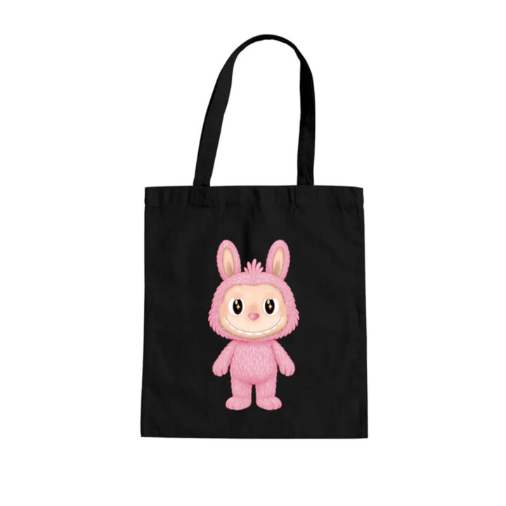 Plyšový Maskot Bubu Růžový - taška s potiskem pro fanoušky Labubu
